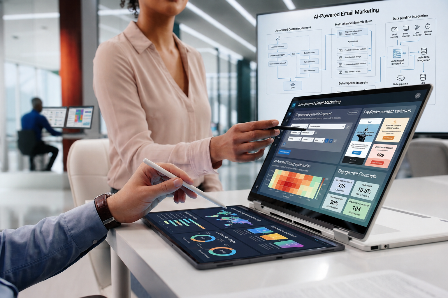 AI-powered email marketing dashboard showing personalized campaign analytics and automation